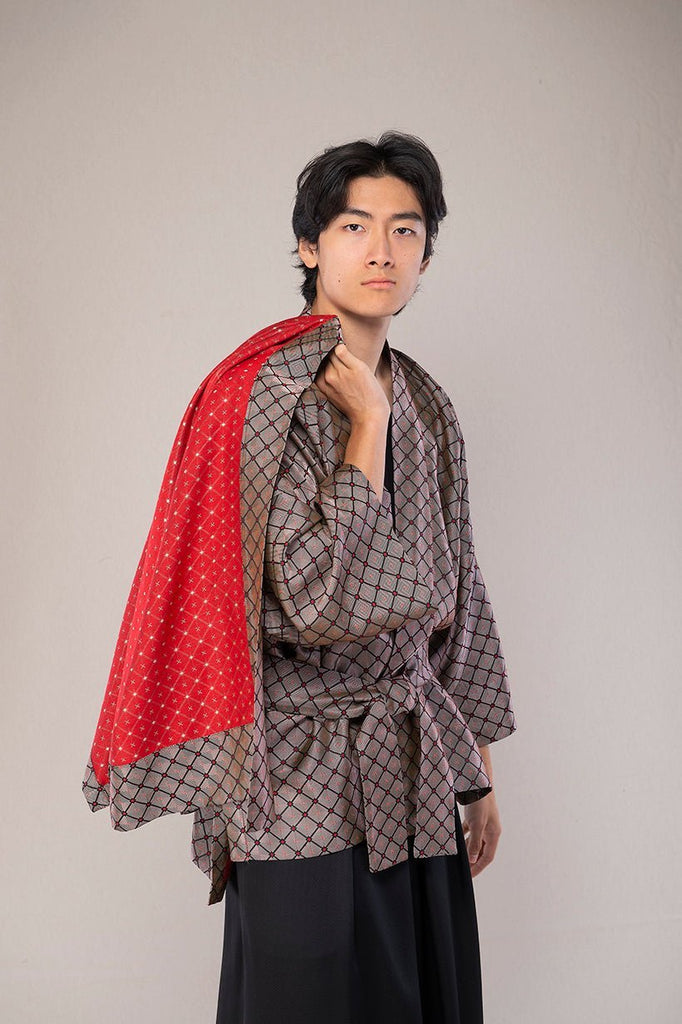 Kimono homme HOSEKI rouge réversible - CATHERINE VALENTIN