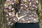 Kimono KASUMI marron/prune fleurs - CATHERINE VALENTIN