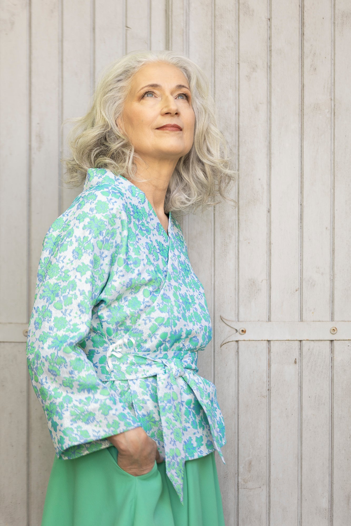 Kimono KIMIDORI vert/bleu - CATHERINE VALENTIN