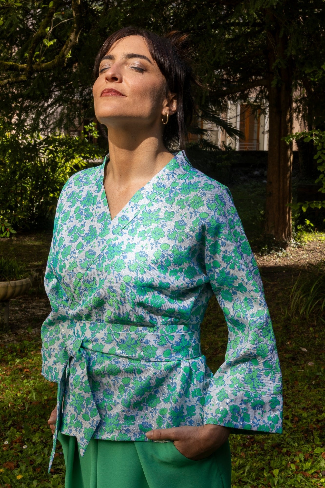 Kimono KIMIDORI vert/bleu - CATHERINE VALENTIN