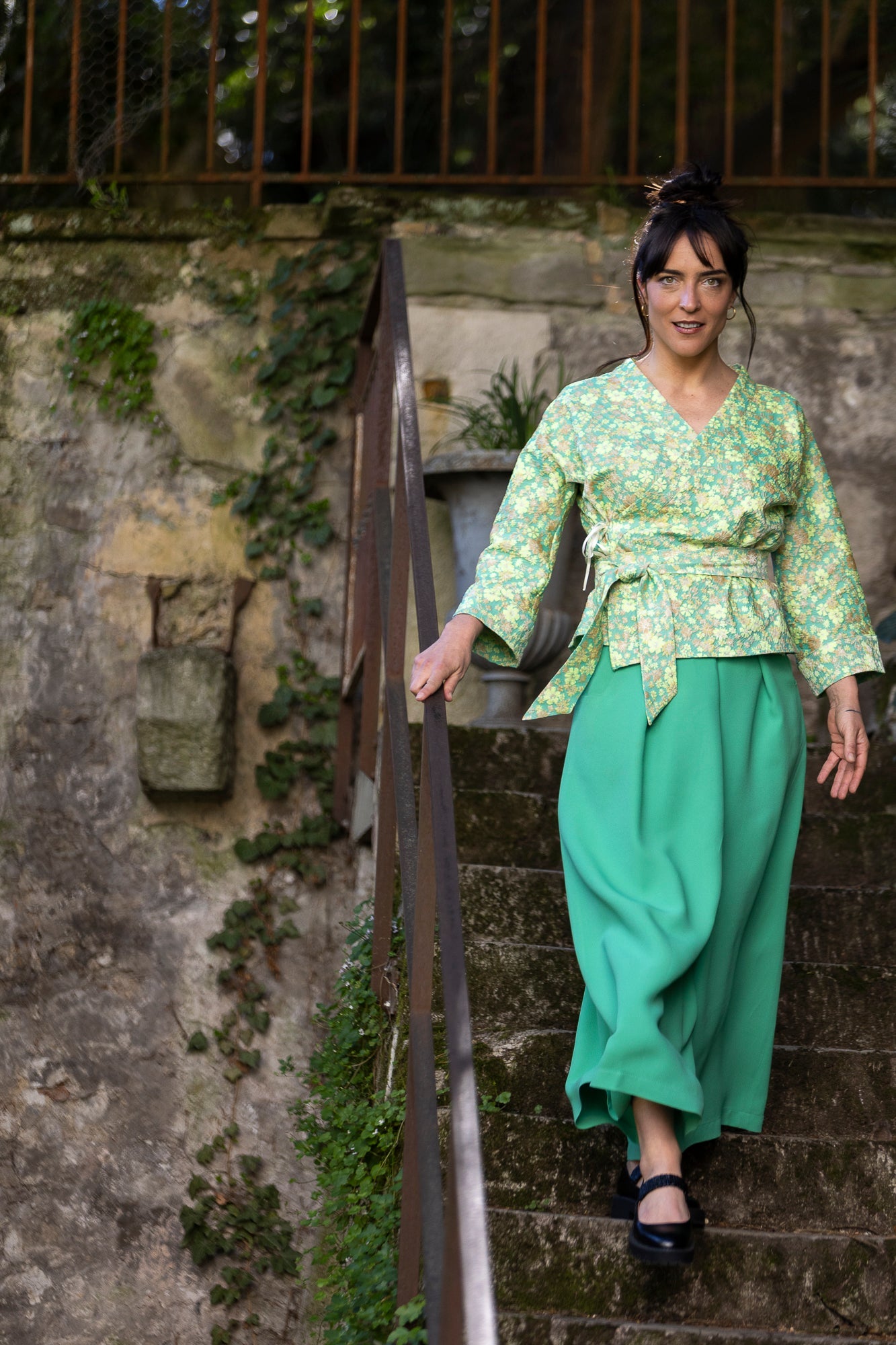 Kimono KOYO porté en total look vert avec hakama MATCHA— Catherine Valentin