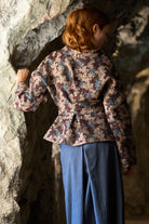 Kimono MITSU motif floral bleu/aubergine - CATHERINE VALENTIN