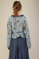 Kimono OKU bleu fleurs - CATHERINE VALENTIN