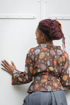 Kimono OKU marron/orange fleurs - CATHERINE VALENTIN