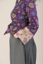 Kimono OKU violet/jaune fleurs - CATHERINE VALENTIN