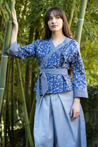 Kimono TSUBAME bleu/blanc et pantalon hakama DENIMI bleu- CATHERINE VALENTIN
