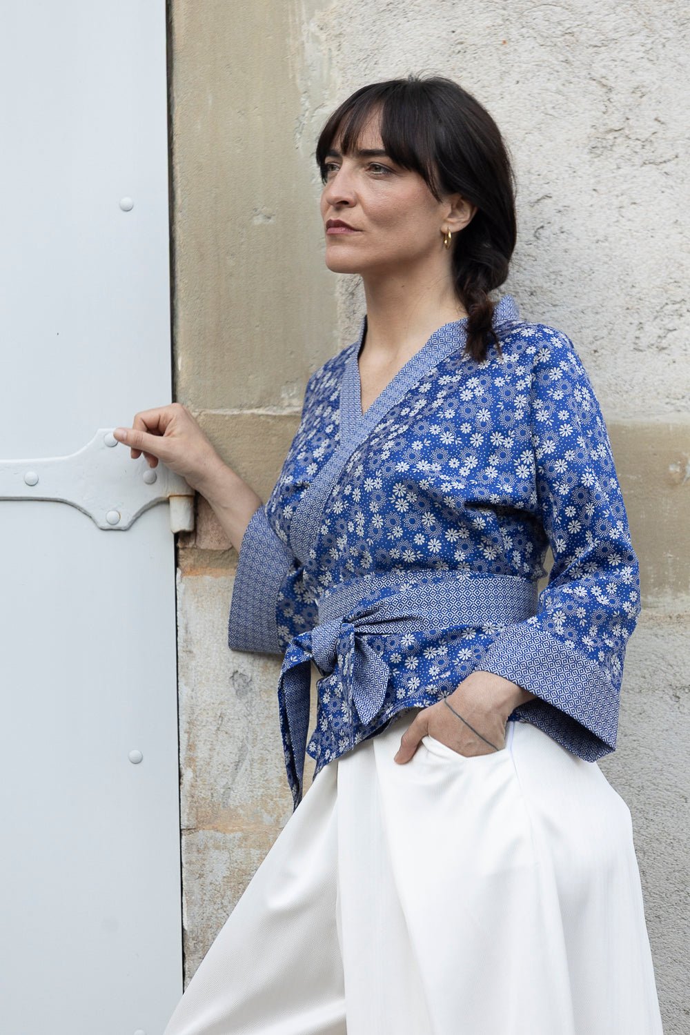 Kimono TSUBAME bleu/blanc - CATHERINE VALENTIN