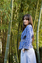 Kimono TSUBAME bleu/blanc et pantalon hakama DENIMI bleu- CATHERINE VALENTIN