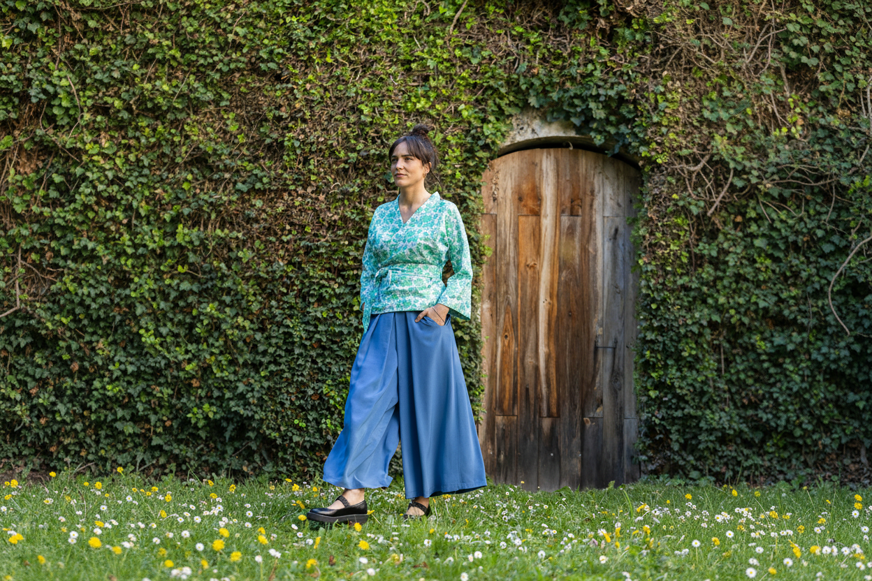 Kimono vert eau paysage