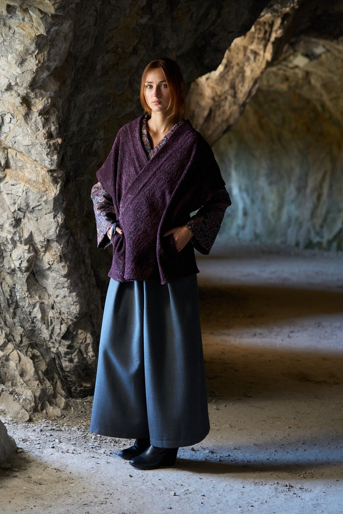 Kimono YUTTARI aubergine - CATHERINE VALENTIN