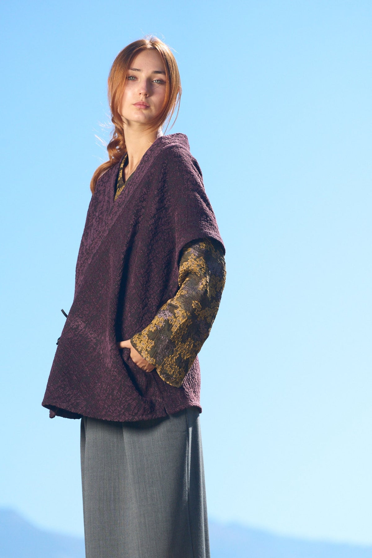 Kimono YUTTARI aubergine - CATHERINE VALENTIN