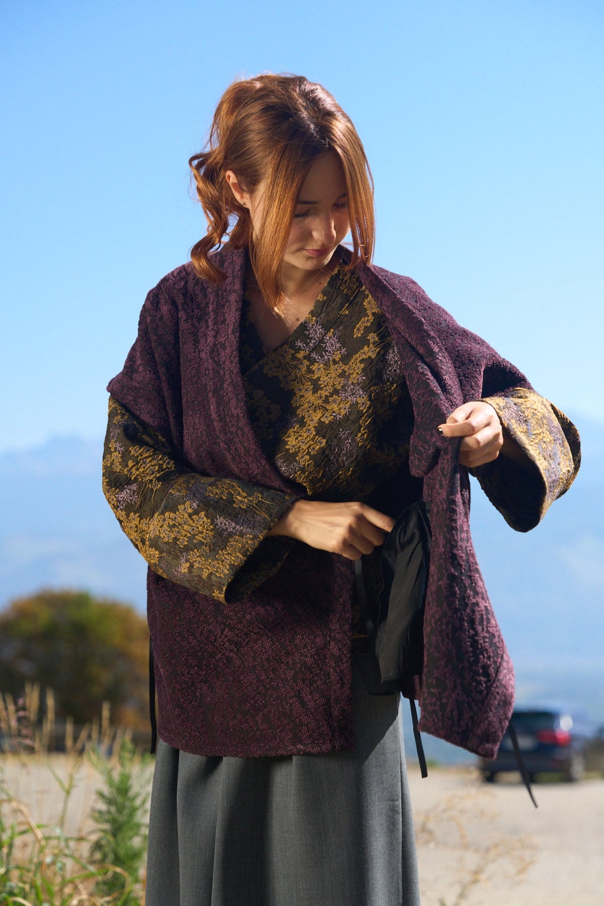 Kimono YUTTARI aubergine - CATHERINE VALENTIN