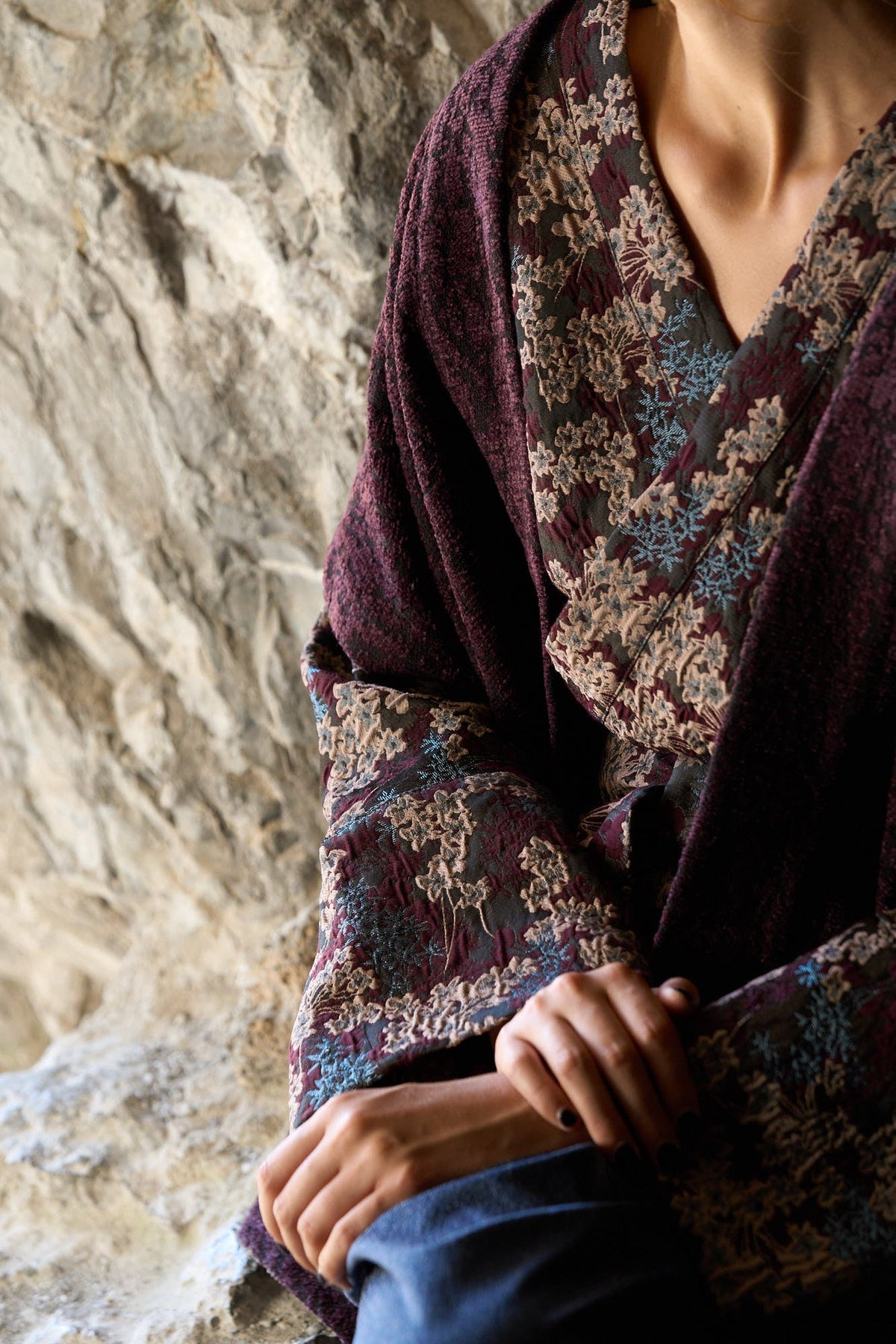 Kimono YUTTARI aubergine - CATHERINE VALENTIN