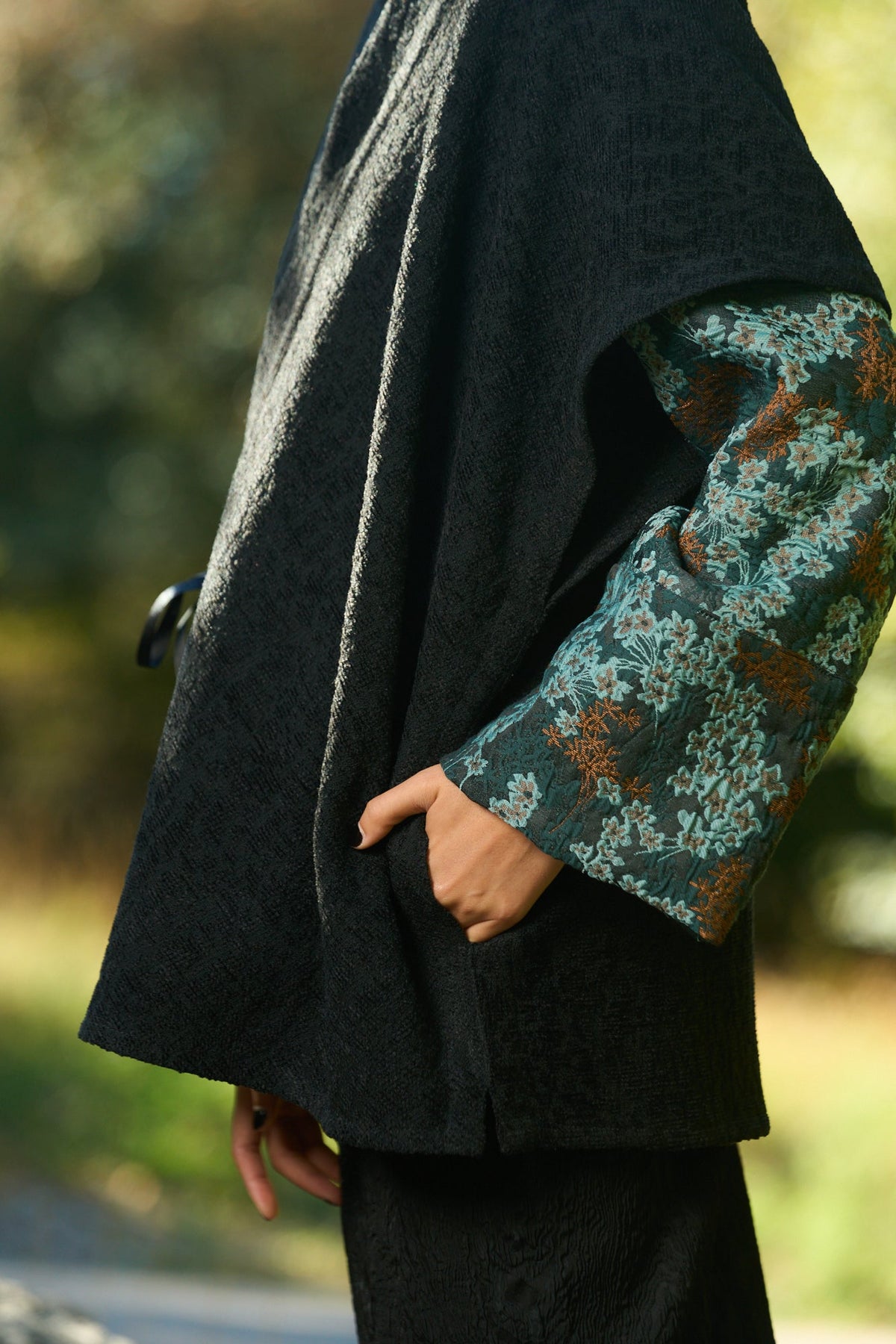 Kimono YUTTARI noir/aubergine - CATHERINE VALENTIN
