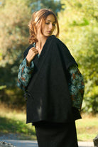 Kimono YUTTARI noir/aubergine - CATHERINE VALENTIN