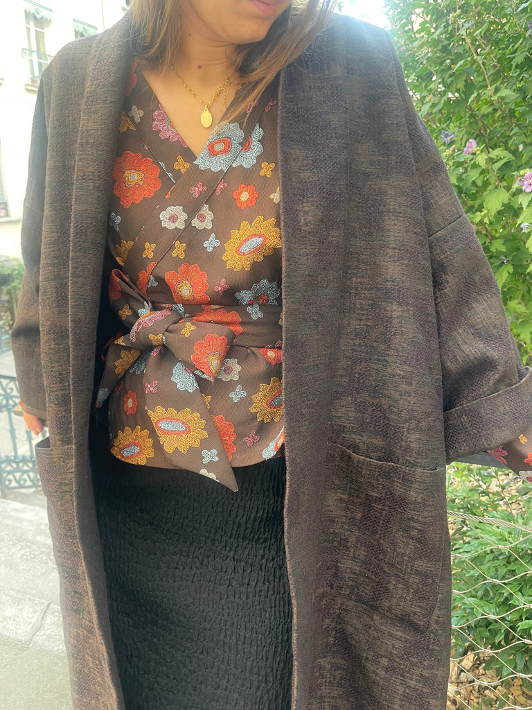 Manteau Kimono AKI marron - CATHERINE VALENTIN