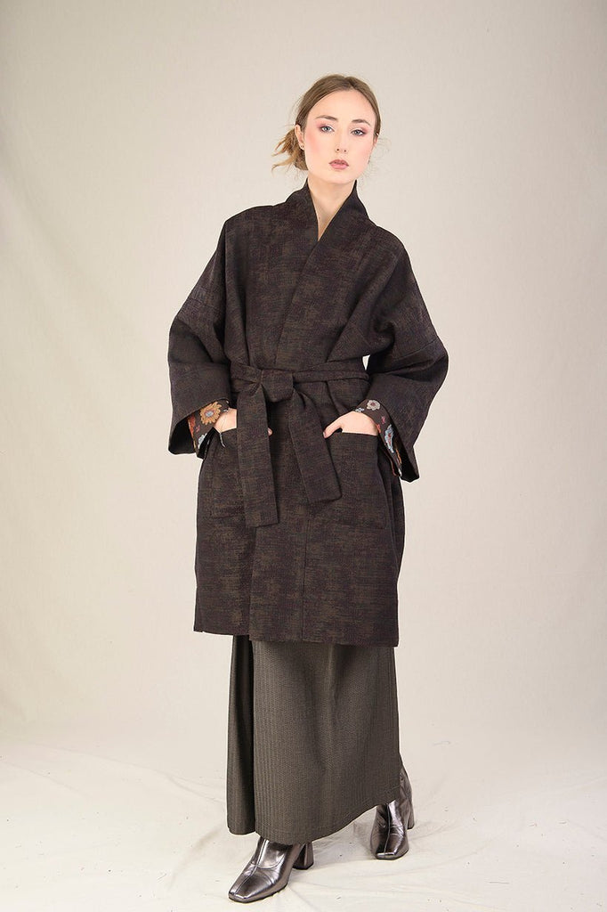 Manteau Kimono AKI marron - CATHERINE VALENTIN