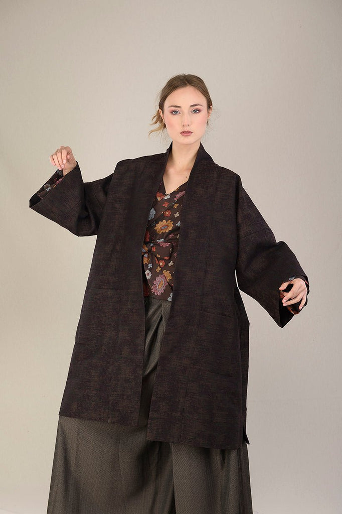 Manteau Kimono AKI marron - CATHERINE VALENTIN