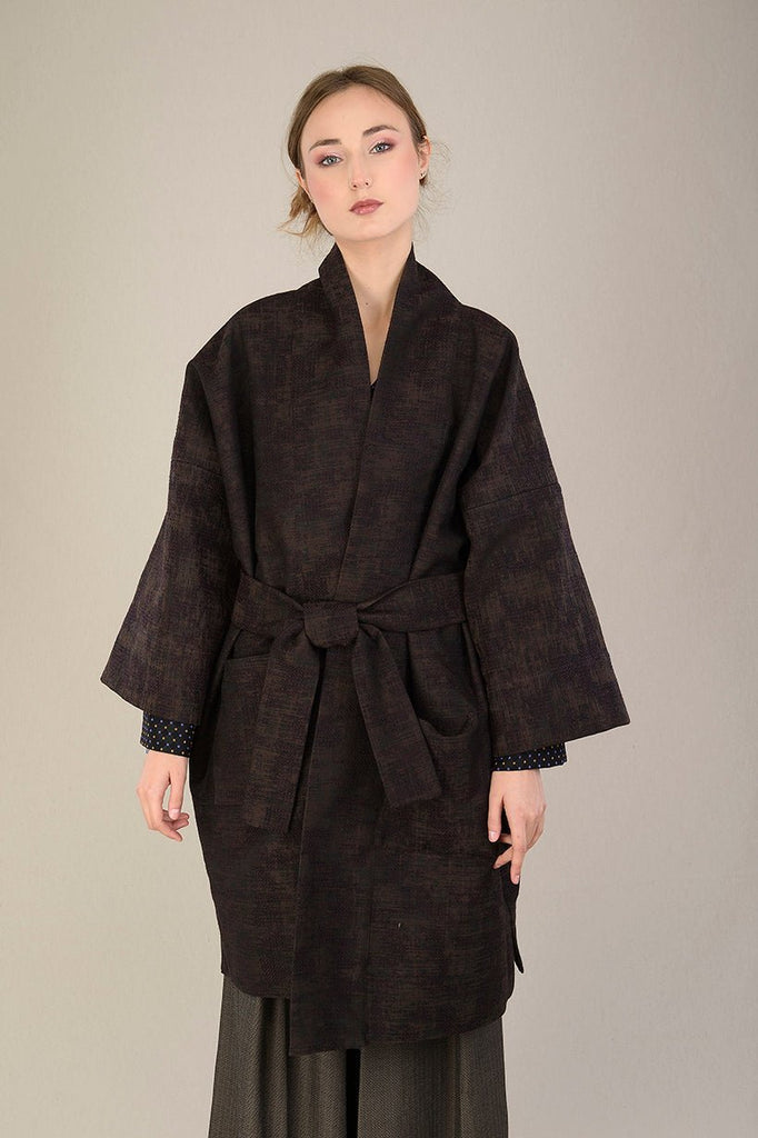 Manteau Kimono AKI marron - CATHERINE VALENTIN