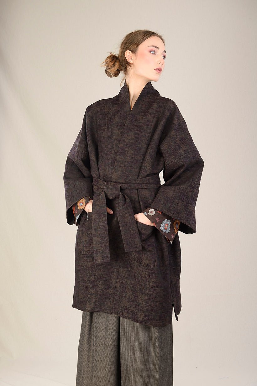 Manteau Kimono AKI marron - CATHERINE VALENTIN