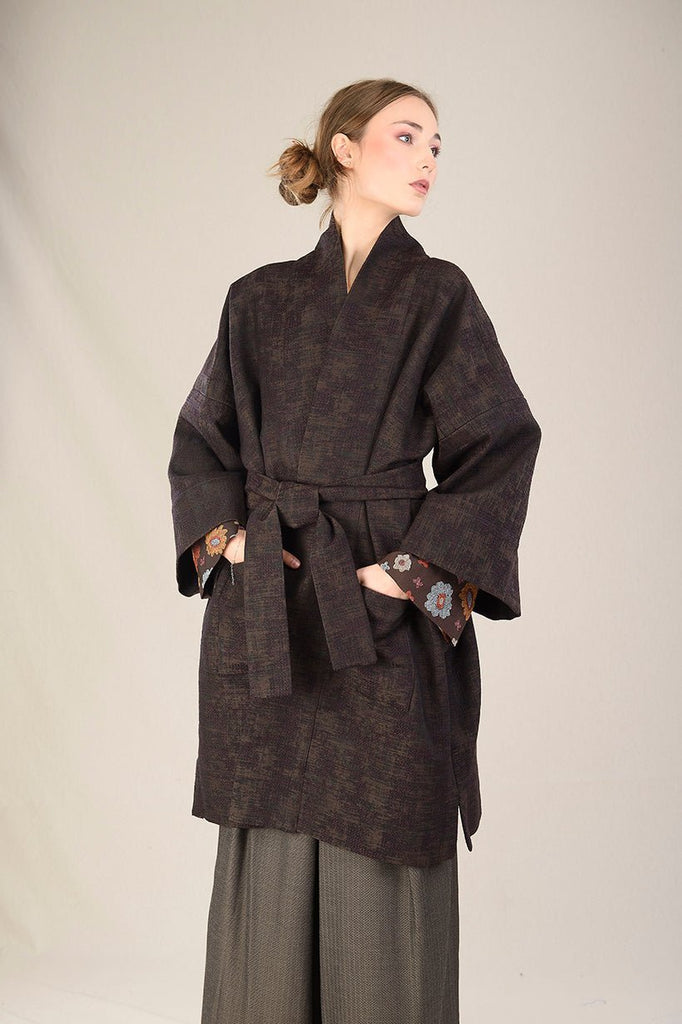 Manteau Kimono AKI marron - CATHERINE VALENTIN