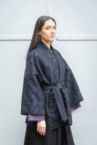 Manteau Kimono AKI noir/bleu marine - CATHERINE VALENTIN