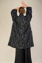 Manteau Kimono AKI noir/gris oversize - CATHERINE VALENTIN