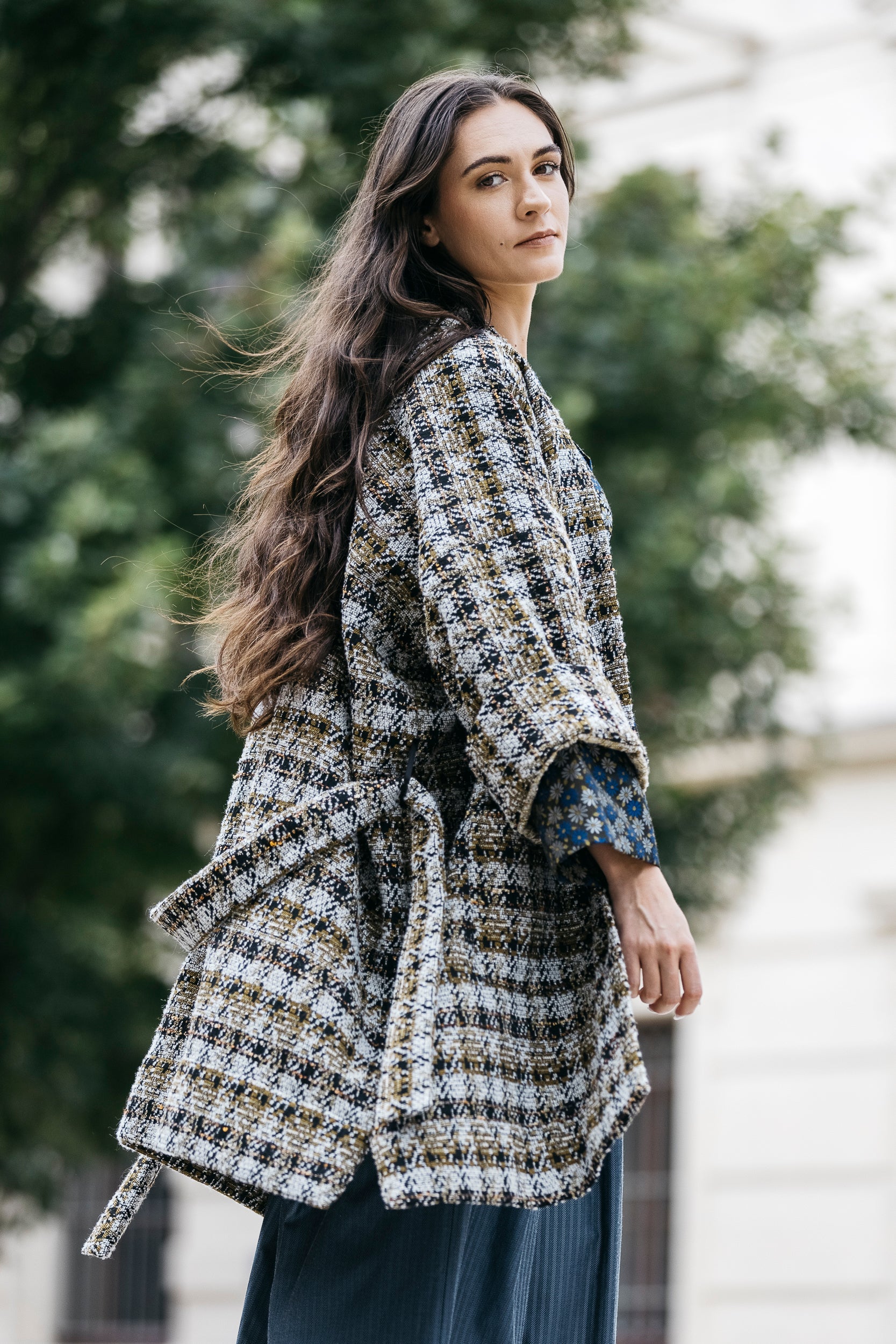 Manteau Kimono KAZE à carreaux oversized - CATHERINE VALENTIN