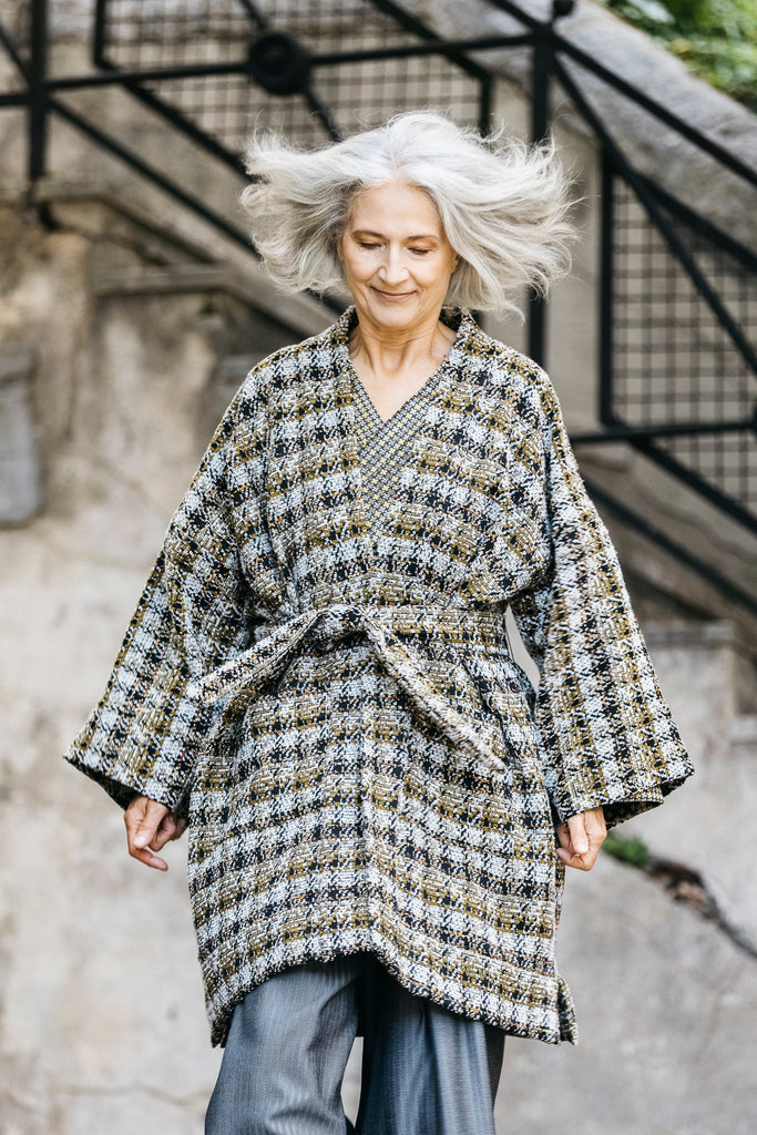 Manteau Kimono KAZE à carreaux oversized - CATHERINE VALENTIN