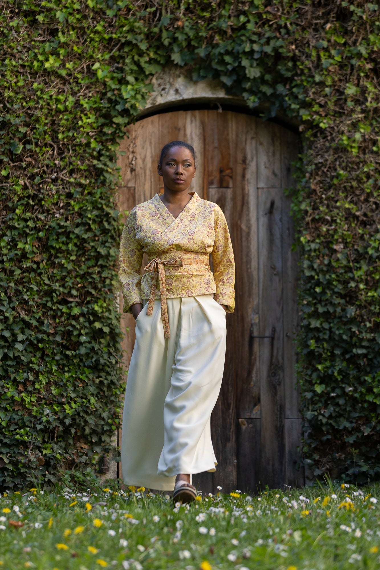 Pantalon hakama BANIRA vanille et kimono SHIMOKU - CATHERINE VALENTIN