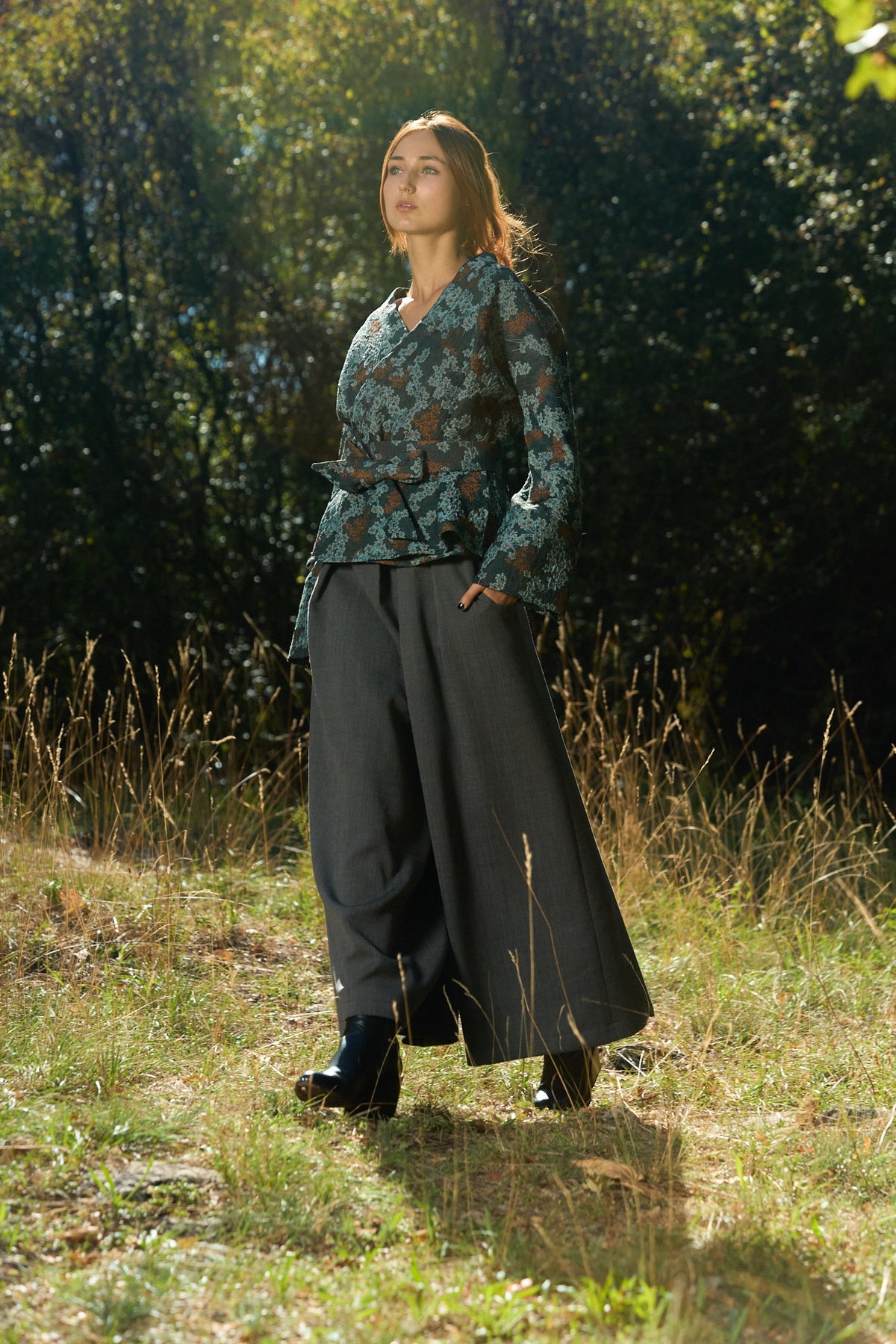 Pantalon hakama HISHI gris ardoise - CATHERINE VALENTIN