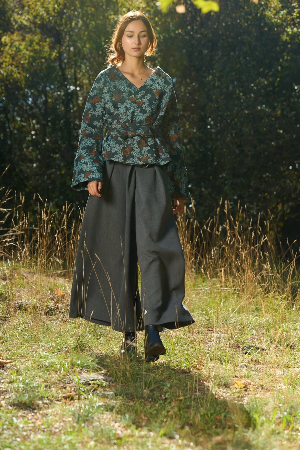 Pantalon hakama HISHI gris ardoise - CATHERINE VALENTIN