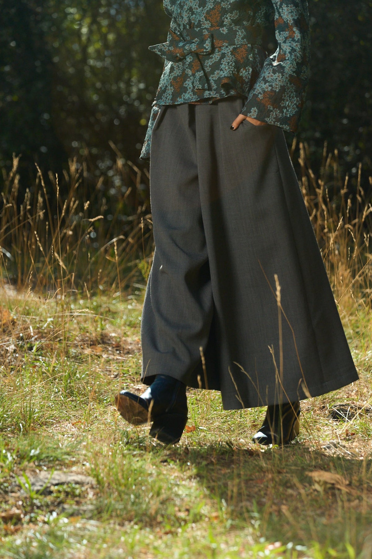 Pantalon hakama HISHI gris ardoise - CATHERINE VALENTIN
