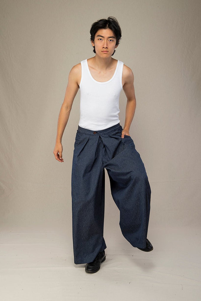 Pantalon hakama homme KOJIMA bleu jeans - CATHERINE VALENTIN