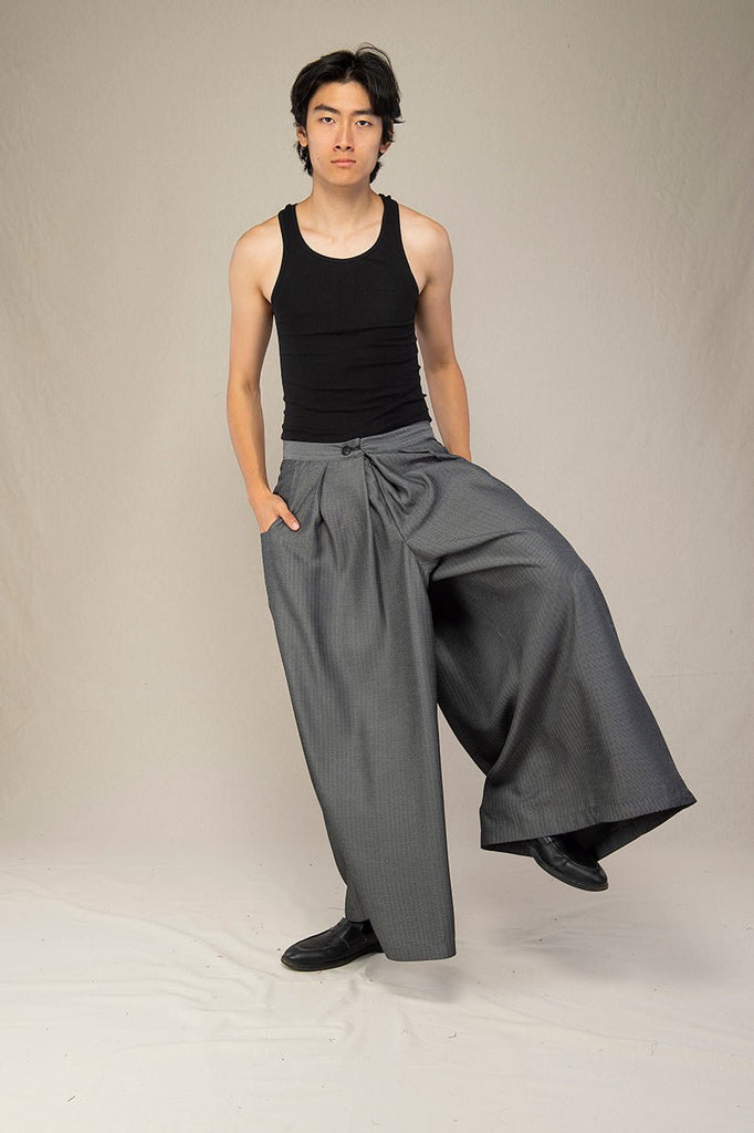 Pantalon hakama homme NESUMI gris - CATHERINE VALENTIN