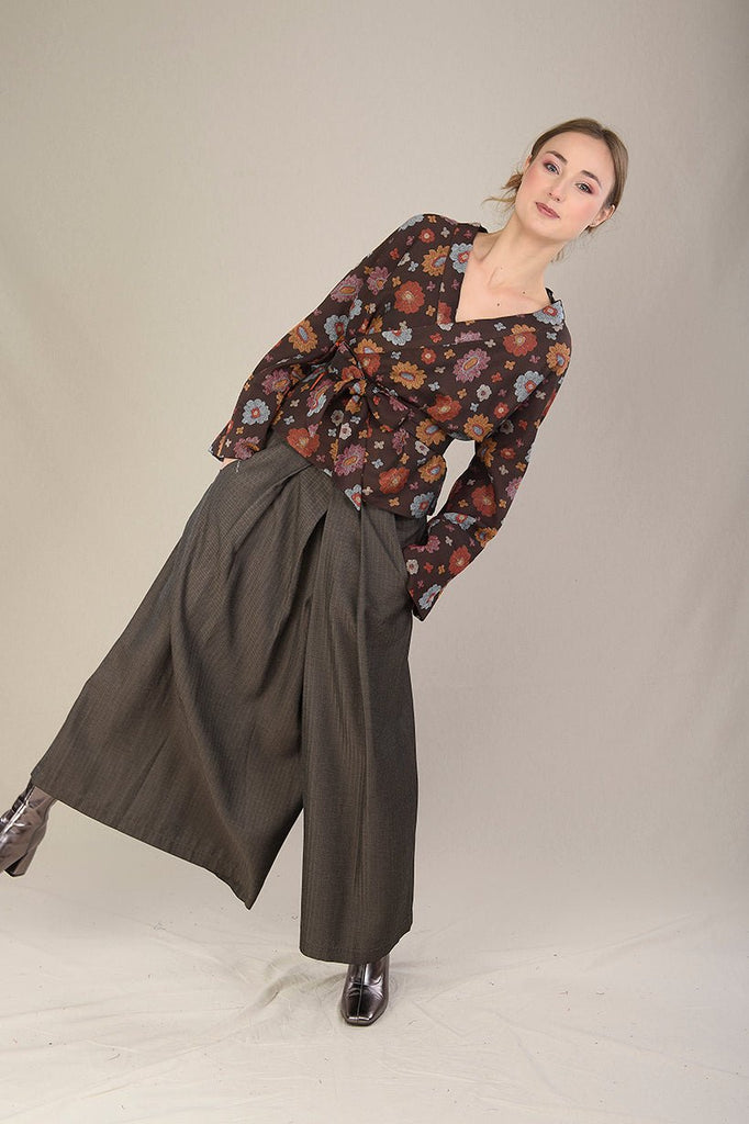 Pantalon hakama KURI marron glacé - CATHERINE VALENTIN