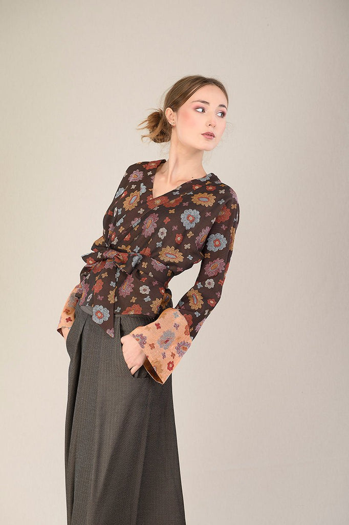 Pantalon hakama KURI marron glacé - CATHERINE VALENTIN