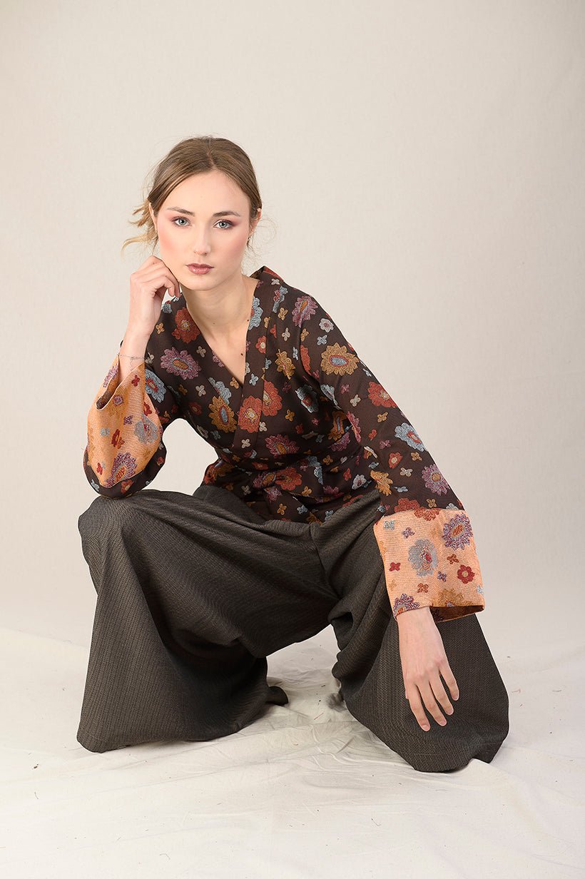 Pantalon hakama KURI marron glacé - CATHERINE VALENTIN