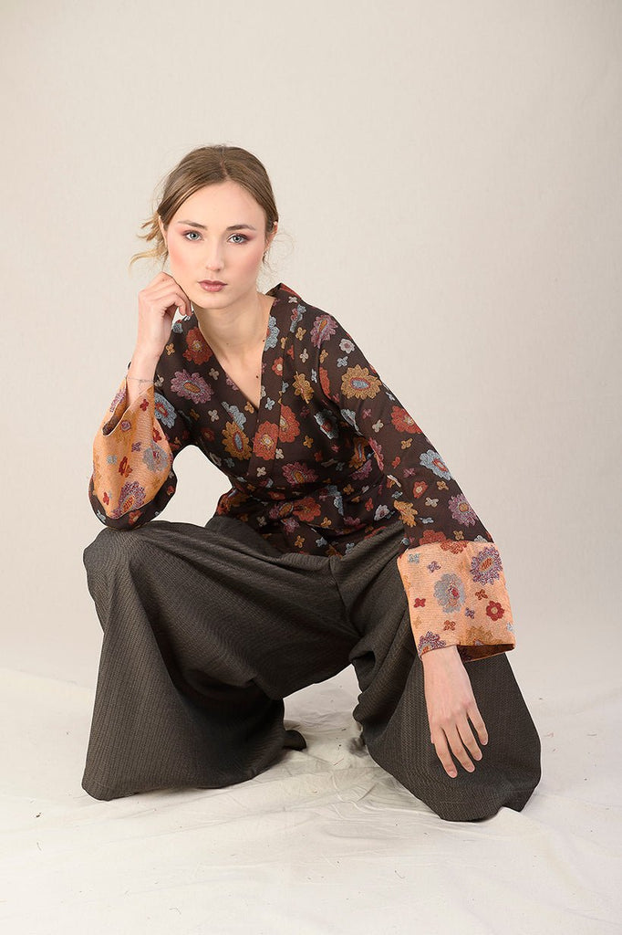 Pantalon hakama KURI marron glacé - CATHERINE VALENTIN