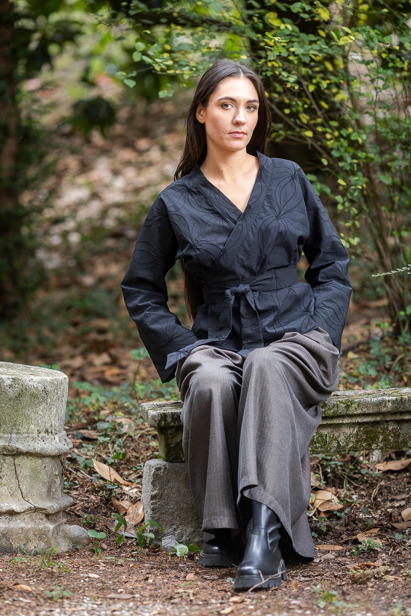 Pantalon hakama KURI marron glacé - CATHERINE VALENTIN