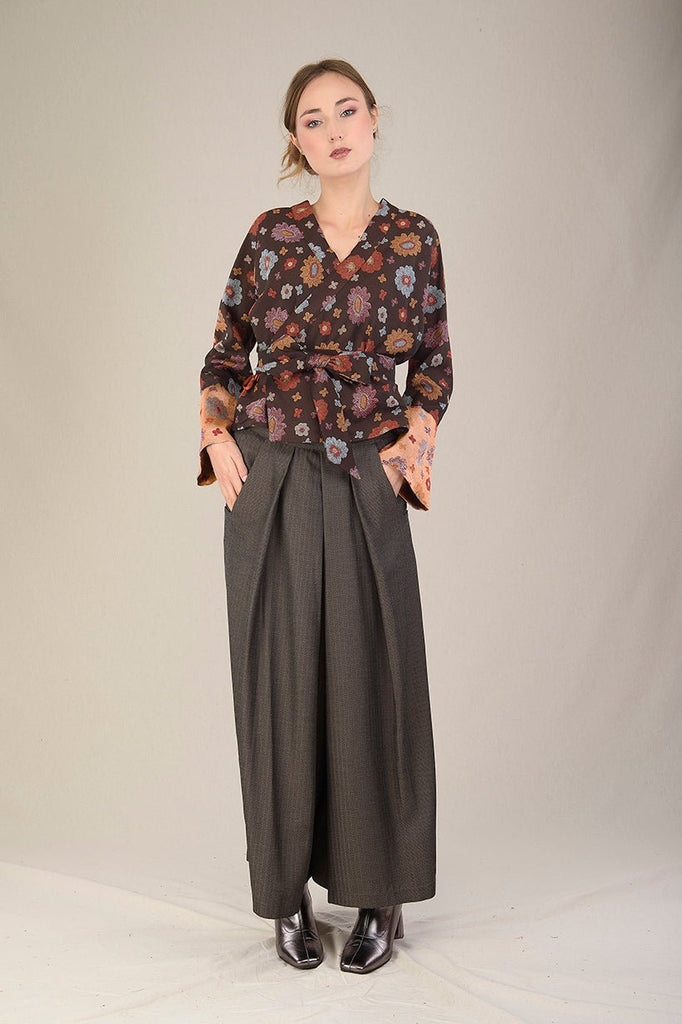 Pantalon hakama KURI marron glacé - CATHERINE VALENTIN