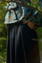 Pantalon hakama KURO noir satiné chevron - CATHERINE VALENTIN