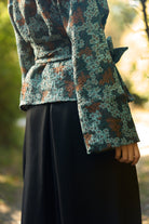 Pantalon hakama KURO noir satiné chevron - CATHERINE VALENTIN