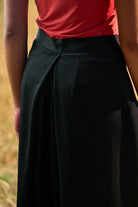 Pantalon hakama KURO noir satiné chevron - CATHERINE VALENTIN