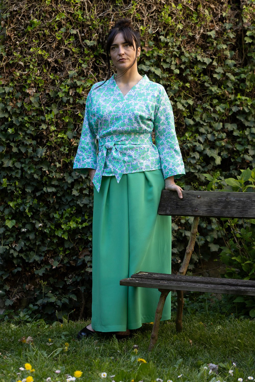 Pantalon hakama large MATCHA vert - CATHERINE VALENTIN