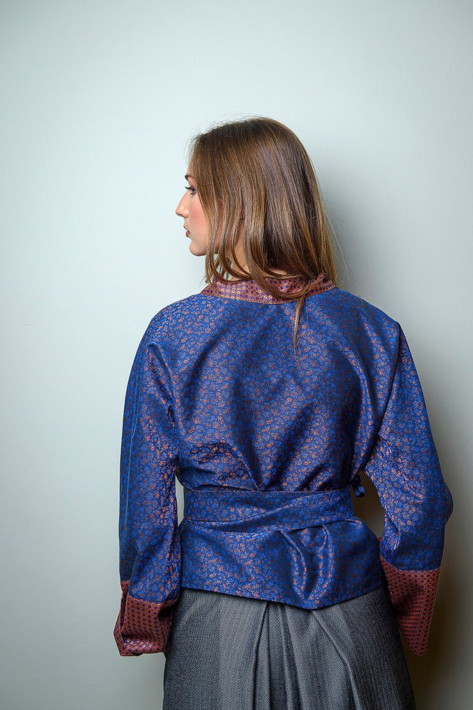 Kimono YUME fleur bleue - CATHERINE VALENTIN